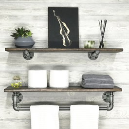 Hanah Home Estantería de Tubo Boruraf113 Nogal y Negro